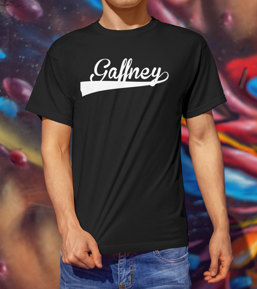 Gaffney Baseball Softball Styled Text With Curve Tail T-Shirt