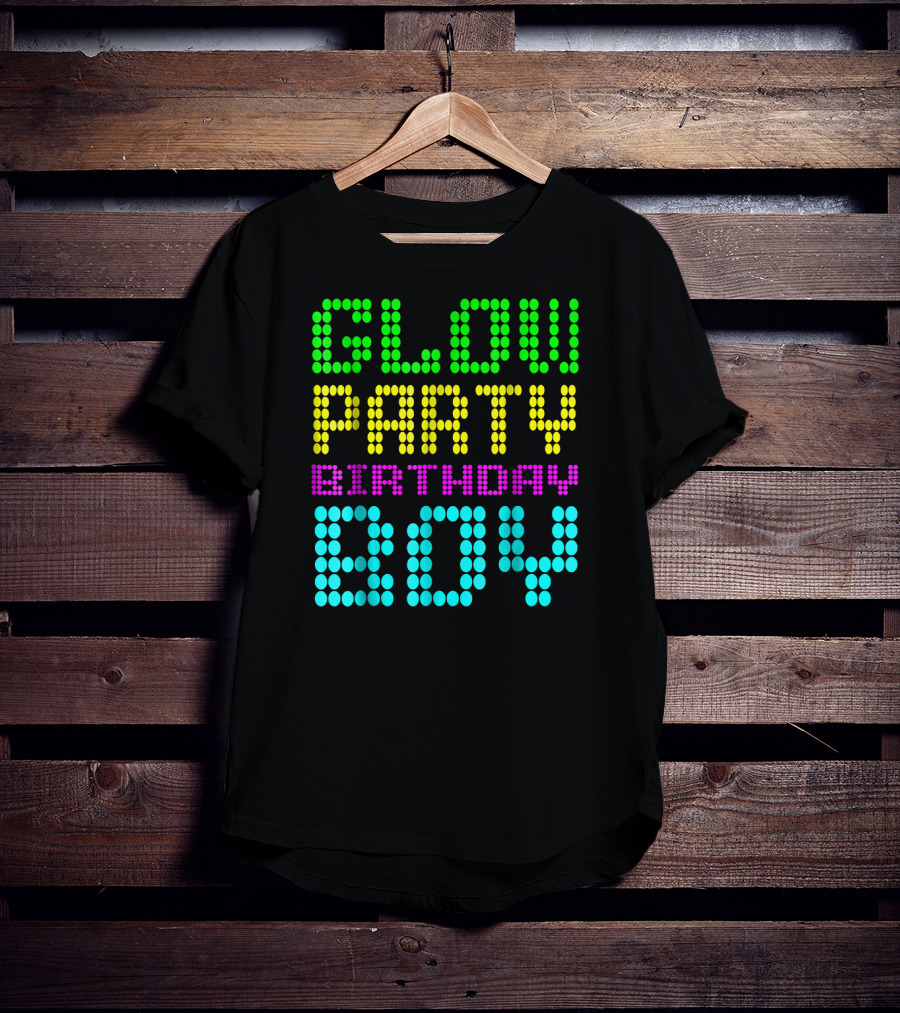 Glow Party Birthday Boy Colorful Dot Text T-Shirt