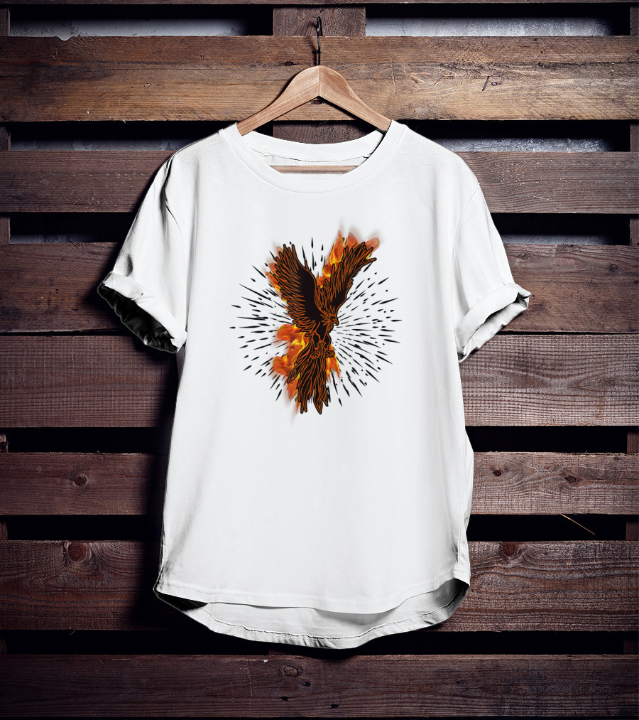 Gothic Burning Phoenix Motorcycle Riders Wil Fire Bird Flames T-Shirt