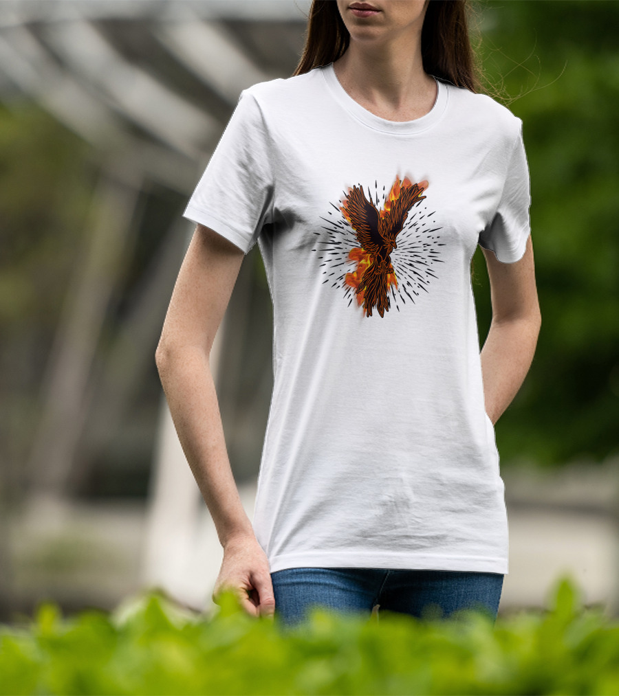 Gothic Burning Phoenix Motorcycle Riders Wil Fire Bird Flames T-Shirt