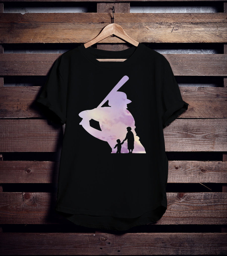 Grandma Behind Every Player Baseball Silhouette With Child Holding Hands T-Shirt