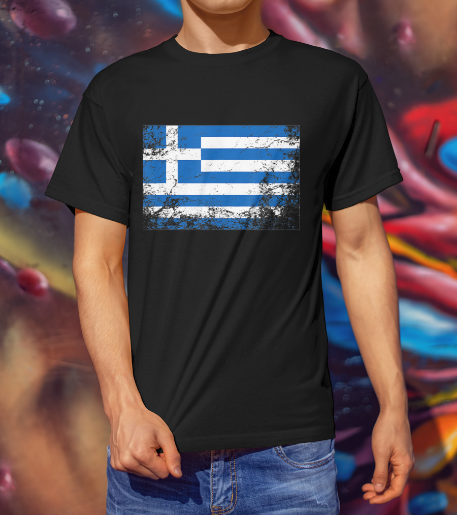 Distressed Vintage Greek National Flag T-Shirt