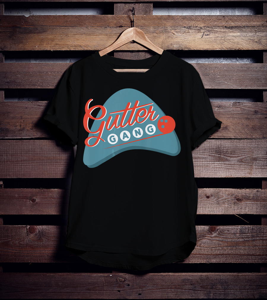 Gutter Gang Bowling League Team Retro Bowling Ball T-Shirt