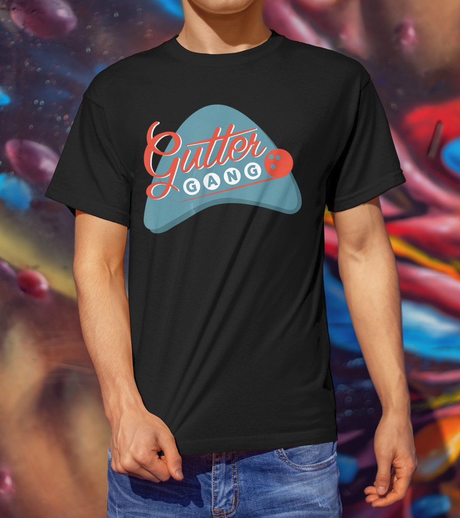 Gutter Gang Bowling League Team Retro Bowling Ball T-Shirt