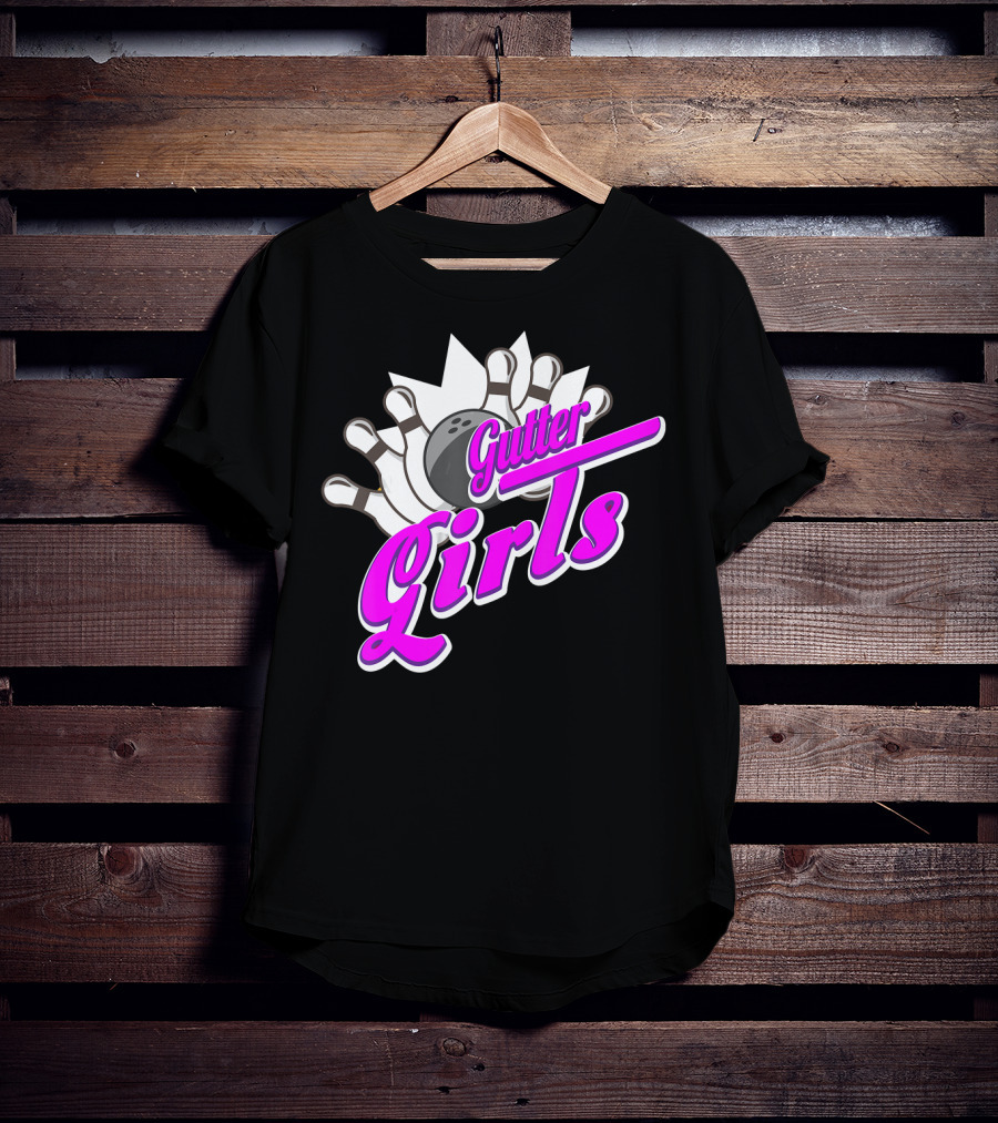 Gutter Girls Bowling Ball Pin Bowler Retro T-Shirt