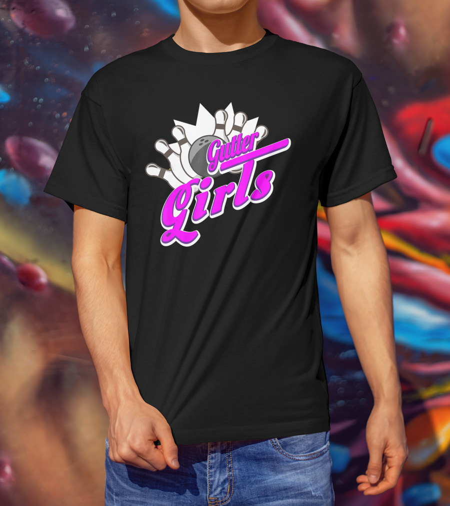 Gutter Girls Bowling Ball Pin Bowler Retro T-Shirt