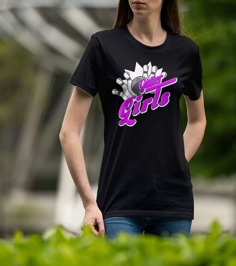 Gutter Girls Bowling Ball Pin Bowler Retro T-Shirt