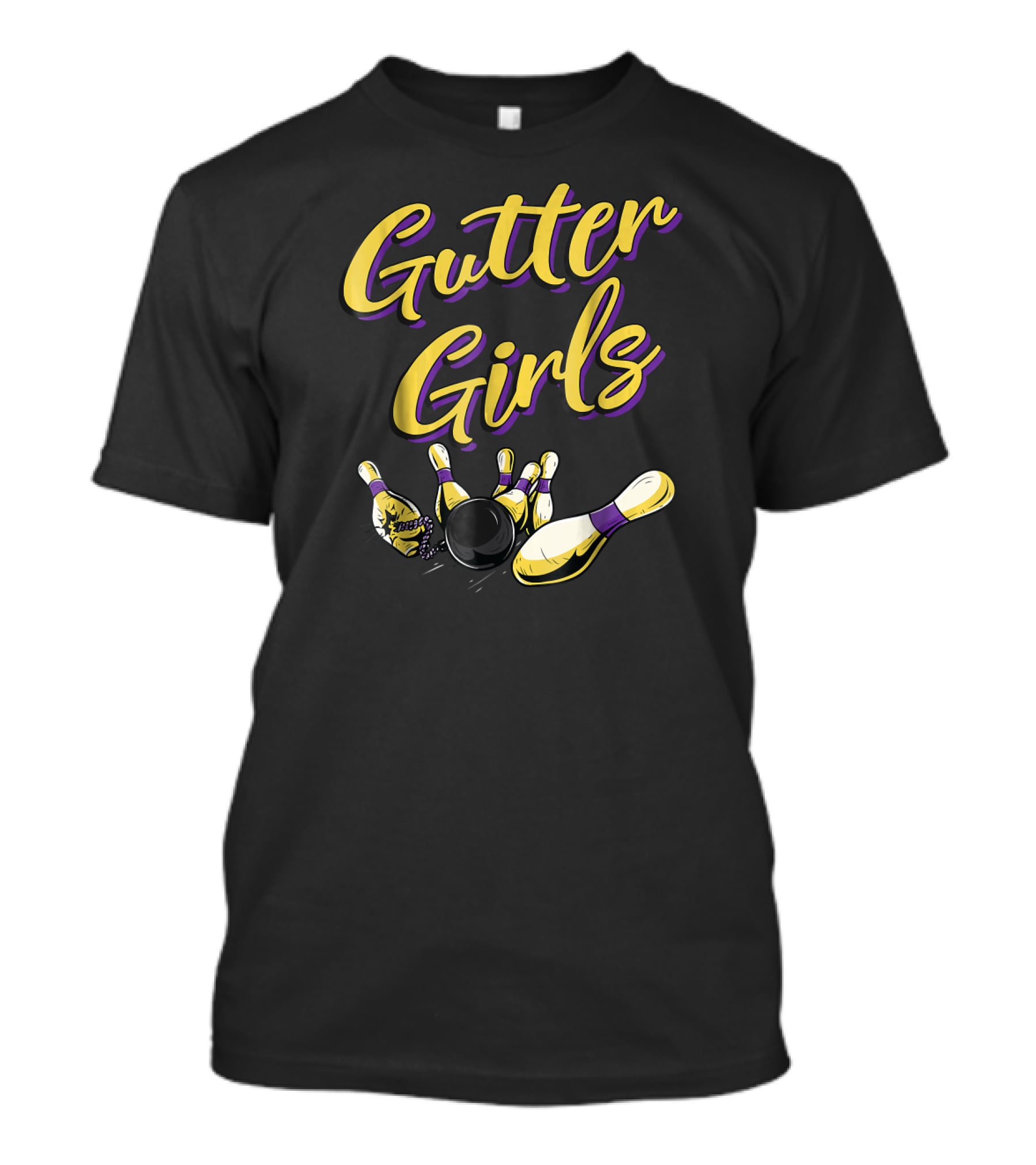 Gutter Girls Bowling Pins And Ball Funny Team T-Shirt