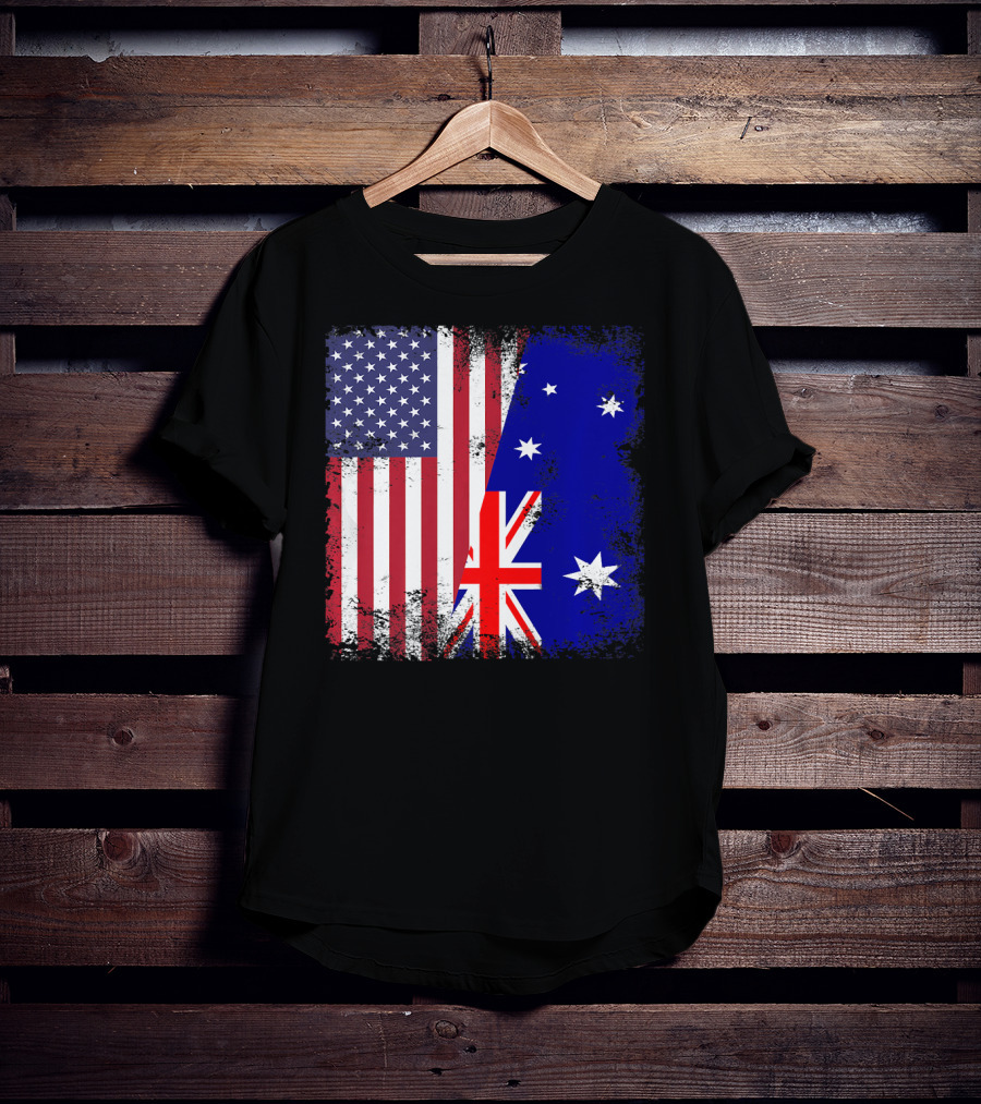 Vintage Half American Australian Flag Iconic T-Shirt