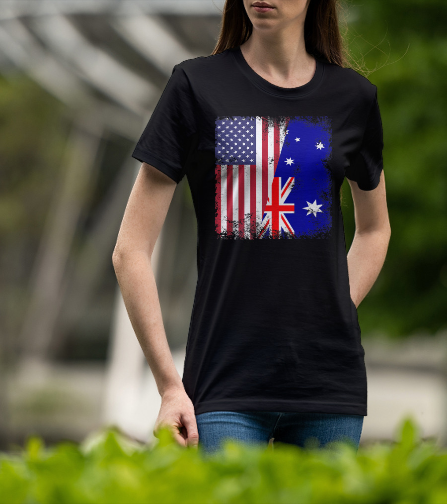 Vintage Half American Australian Flag Iconic T-Shirt