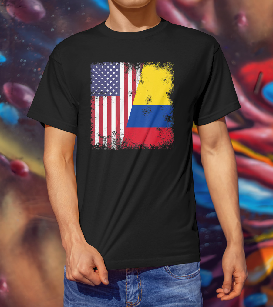 Half Colombian Half American Flag T-Shirt