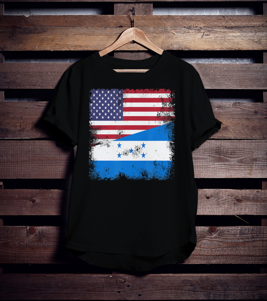 Half Honduran Half American Flag Vintage Hon T-Shirt