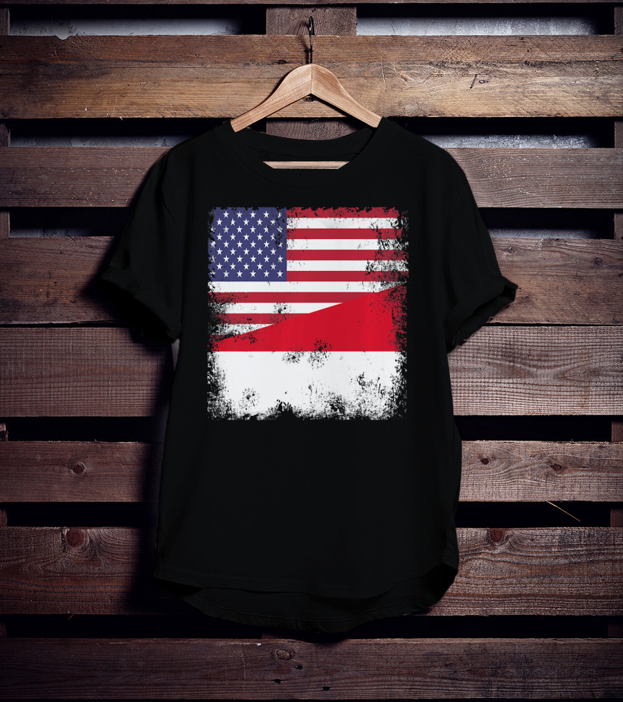 Half Indonesian Half American Flag Vintage Indo USA Fusion T-Shirt