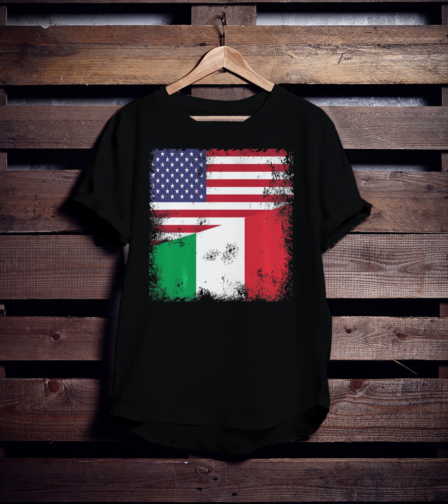Half Italian Flag Vintage Italy U.S. American Grunge T-Shirt