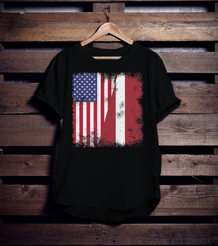 Half Latvian Half American Flag Vintage Latvia U T-Shirt