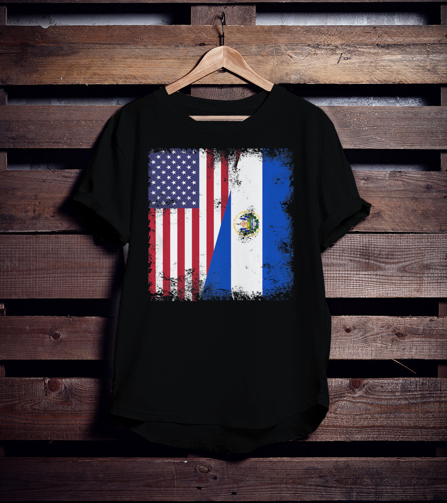 United States And Half Salvadoran Flag Vintage El Sal T-Shirt