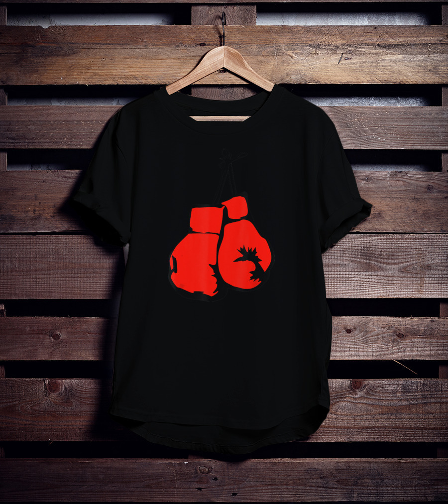 Hanging Red Boxing Gloves With Rooster T-Shirt