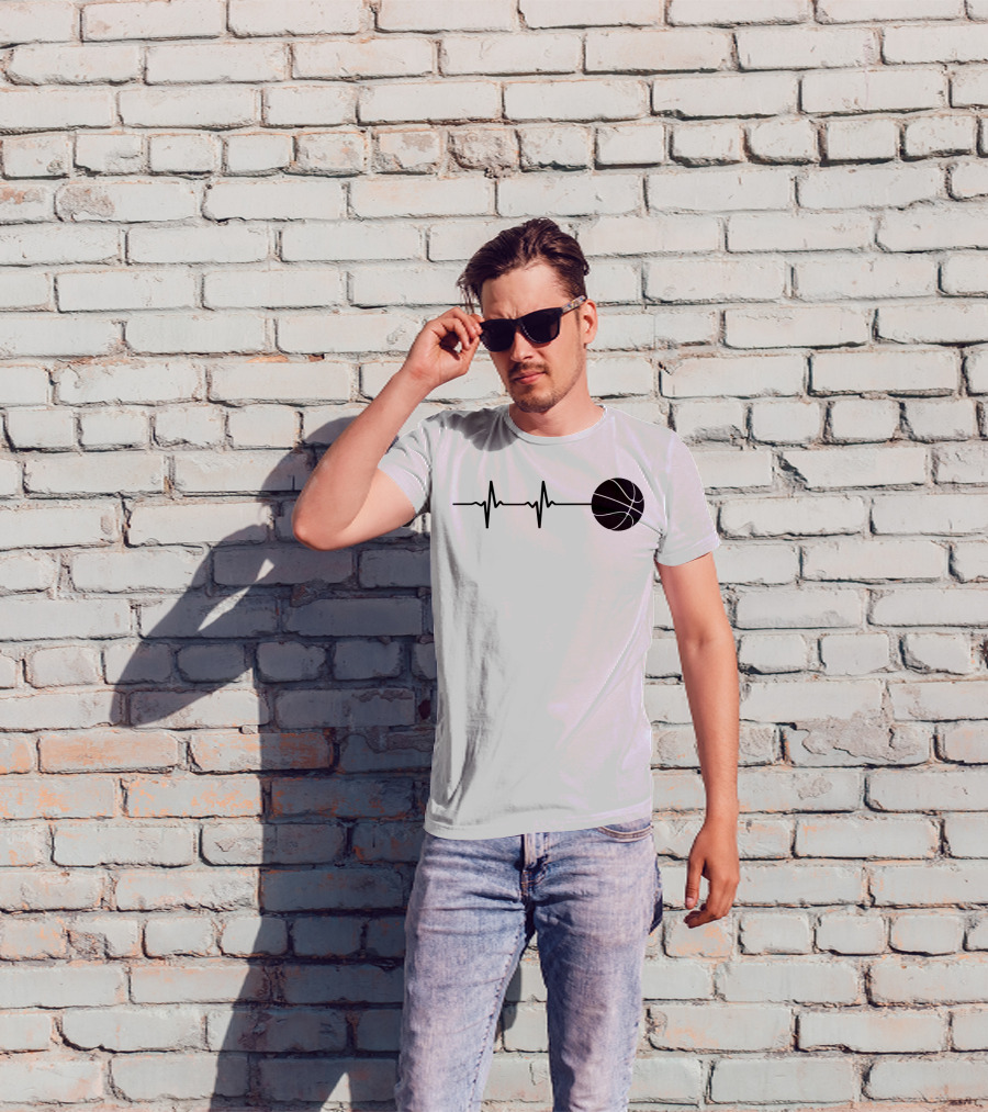 Heartbeat Basketball Player Pulse Path T-Shirt