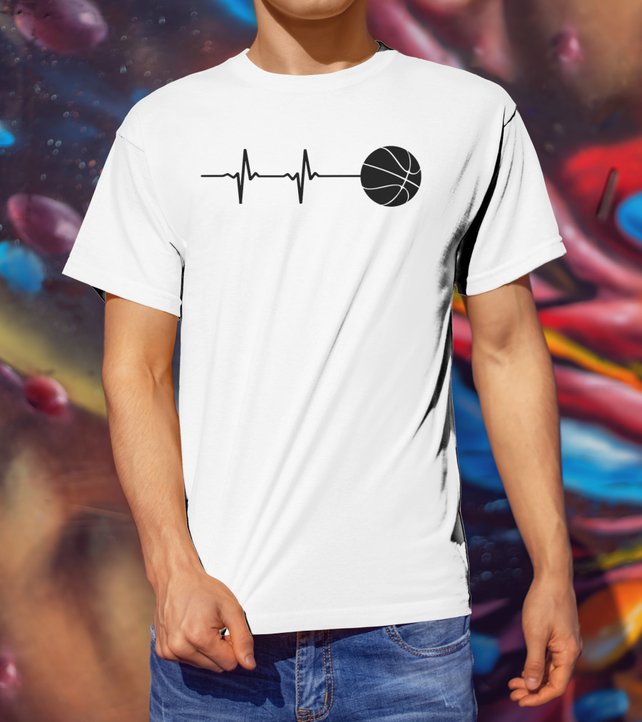 Heartbeat Basketball Player Pulse Path T-Shirt
