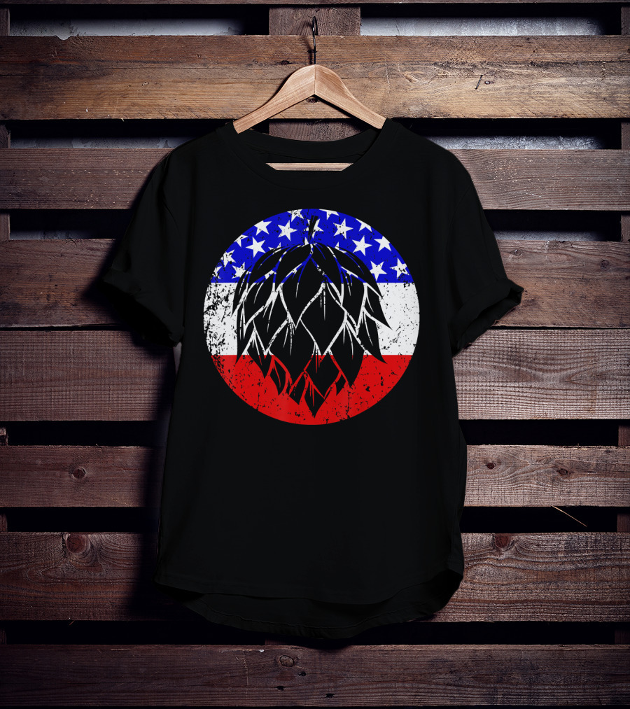 Hops Style Craft Beer American Flag Circle T-Shirt