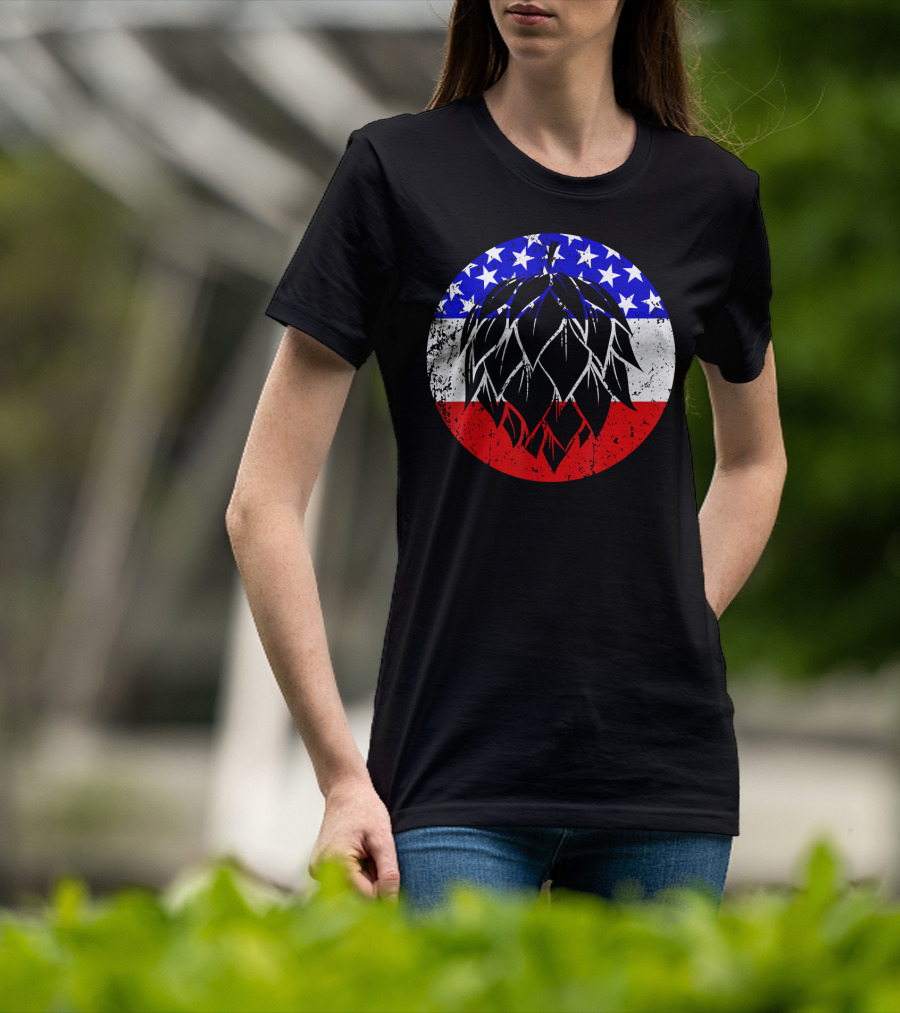 Hops Style Craft Beer American Flag Circle T-Shirt