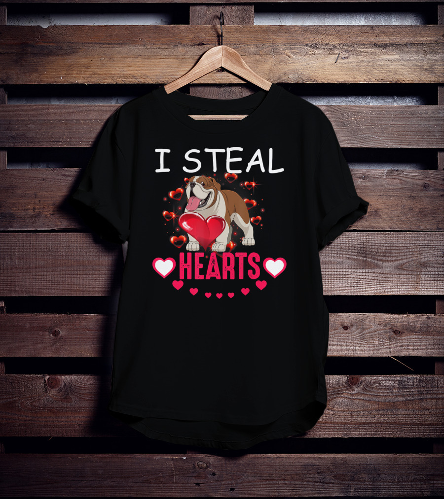 I Steal Hearts Bulldog Hearts T-Shirt