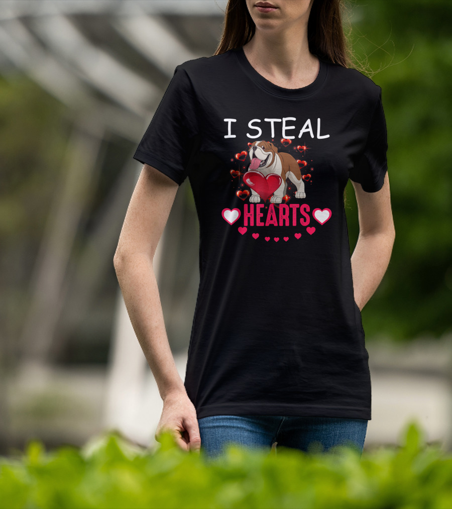 I Steal Hearts Bulldog Hearts T-Shirt