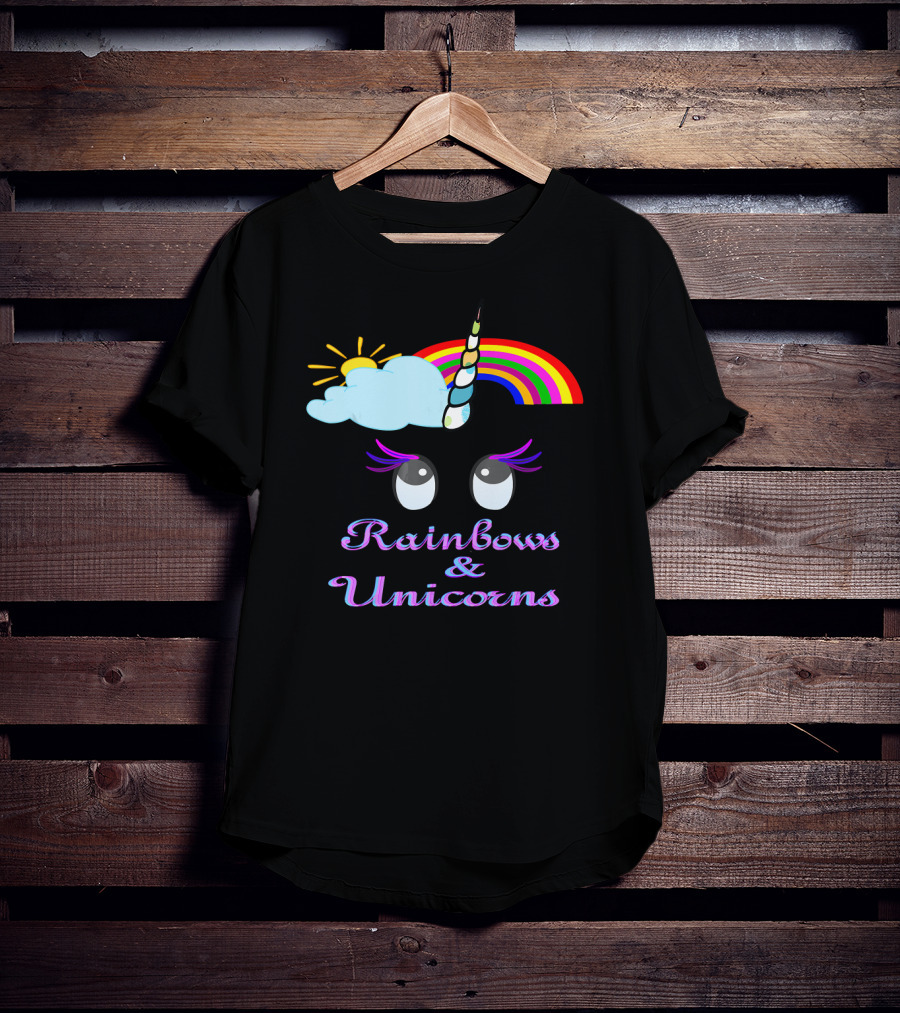 Rainbows And Unicorns Clouds And Sun Dreamy Eyes T-Shirt