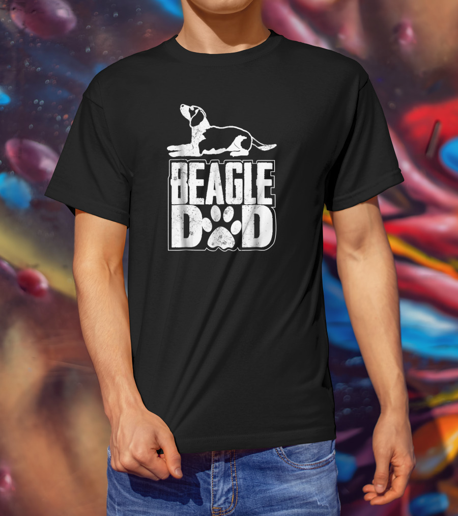 I'm A Beagle Dad Funny Dog Beagle Dad Paw Prints T-Shirt