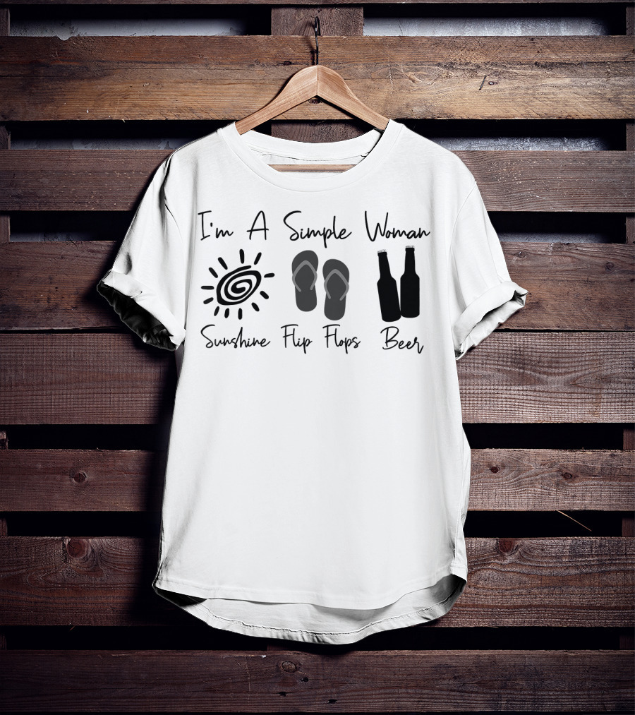 I'm A Simple Woman Sunshine Flip Flops Beer Bottles T-Shirt