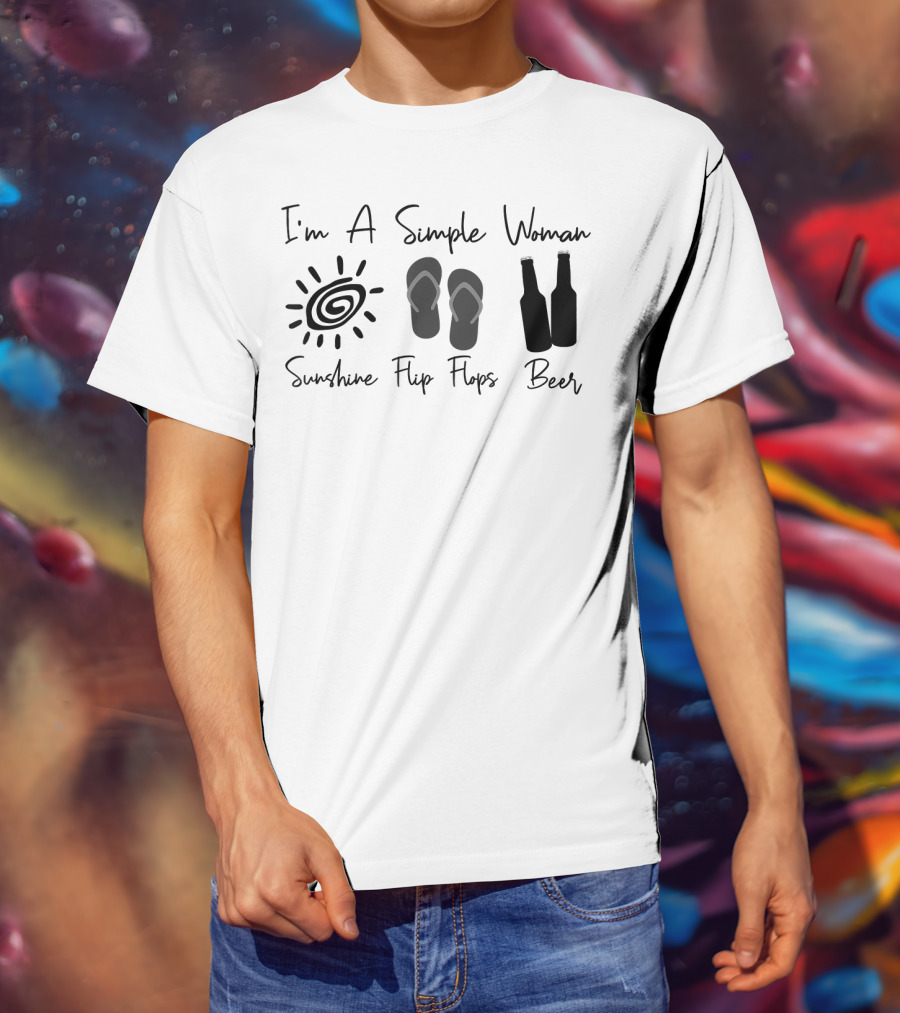 I'm A Simple Woman Sunshine Flip Flops Beer Bottles T-Shirt