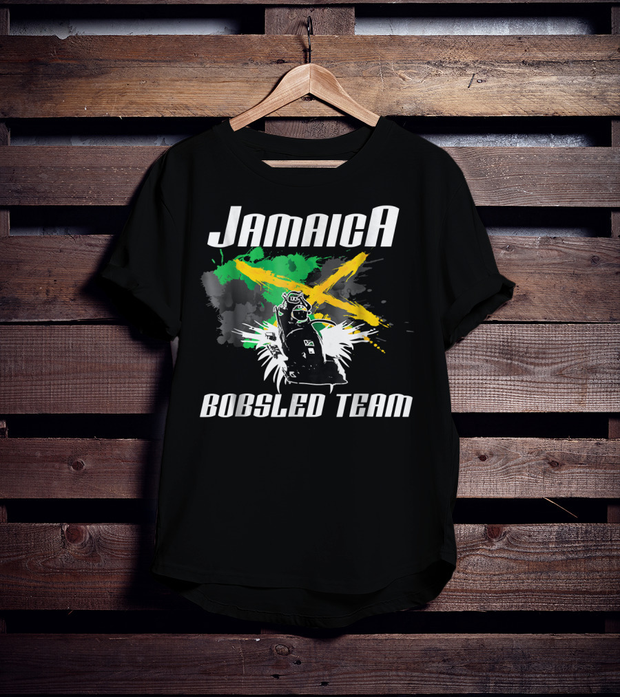 Jamaica Bobsled Team With Jamaican Flag Elements T-Shirt