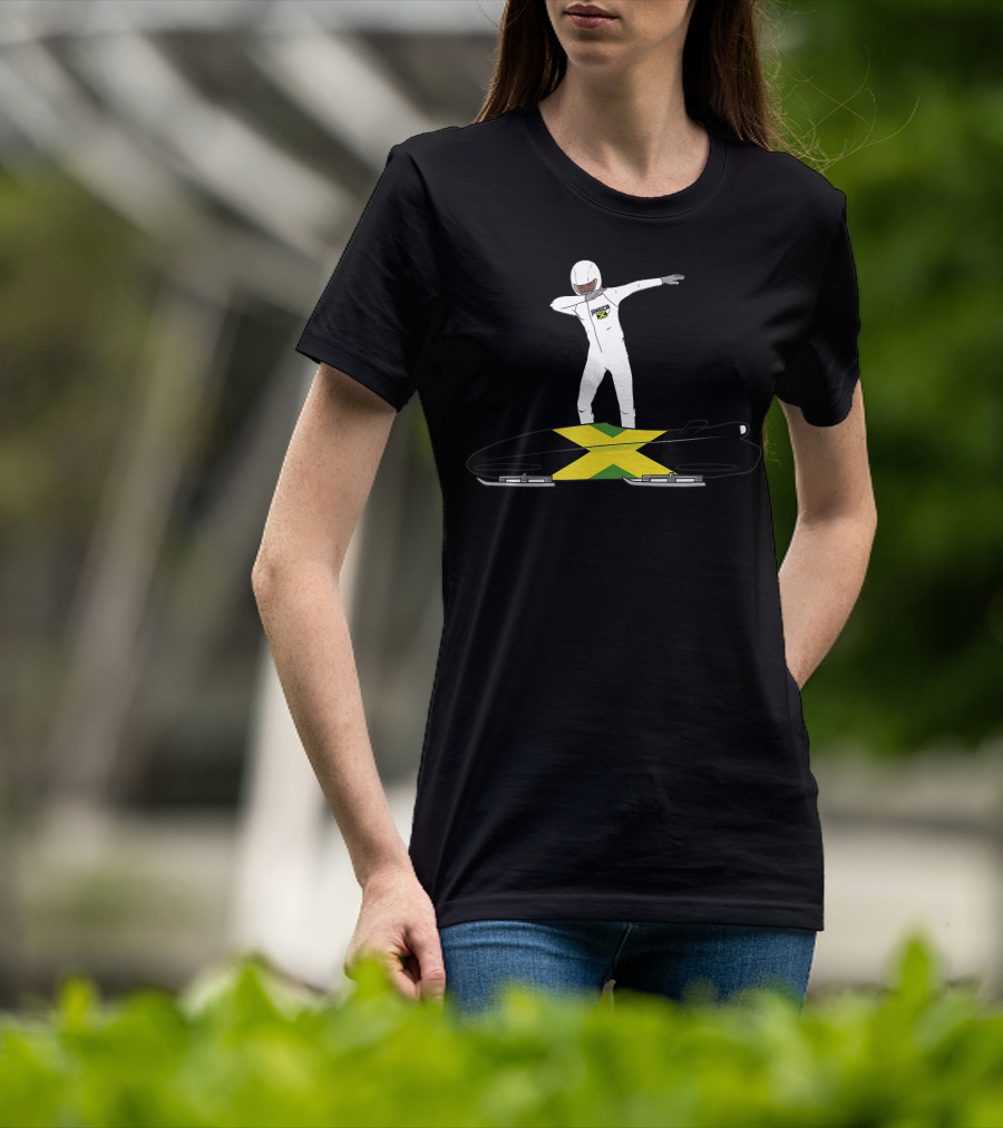 Jamaica Dabbing Bobsledding Bobsled Team Jamaica Flag T-Shirt