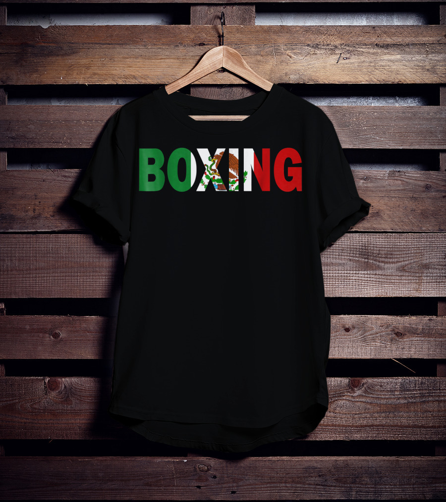 Boxing Mexican Flag Eagle Emblem T-Shirt