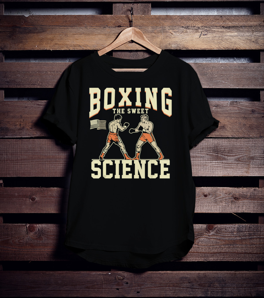 Boxing The Sweet Science Boxer American Flag T-Shirt