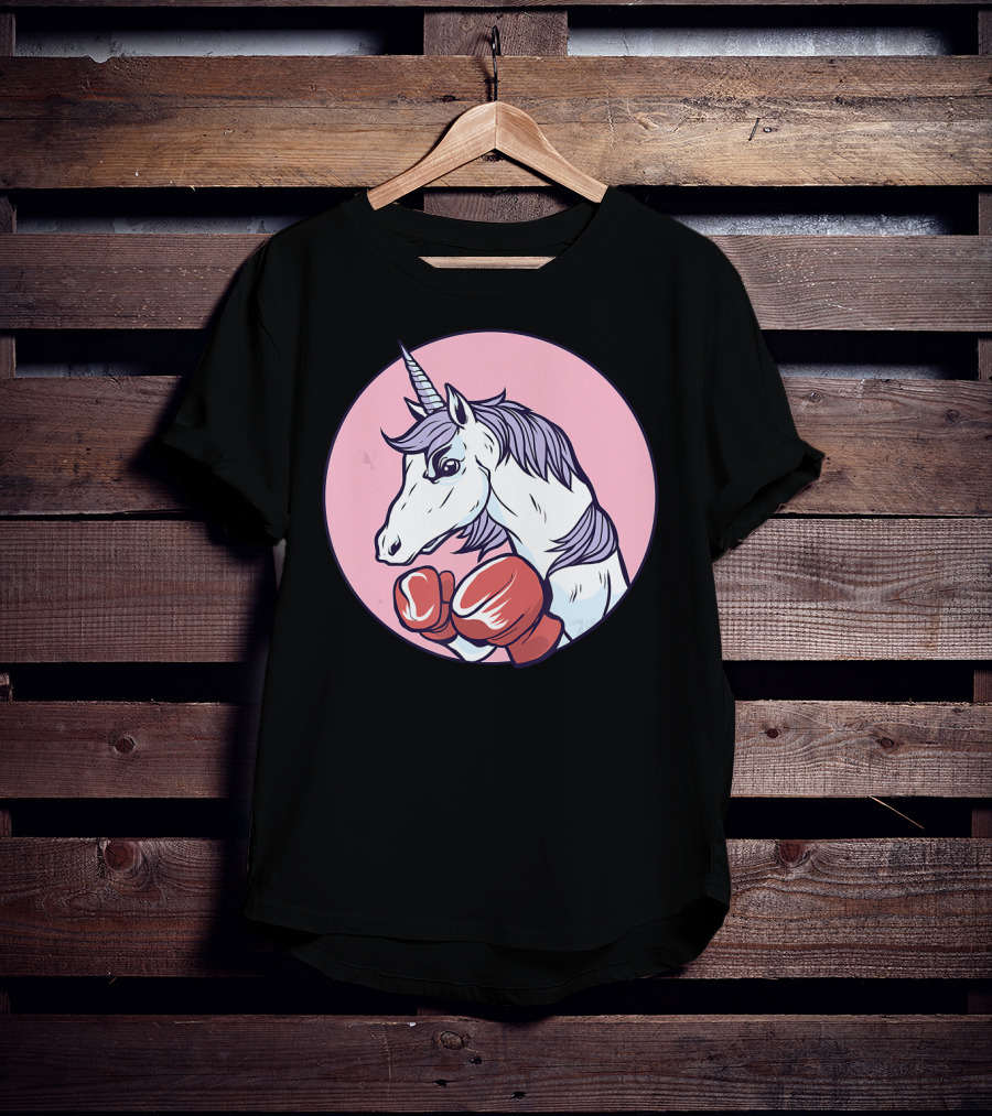 Unicorn Boxing Punchin' Power With Gloves T-Shirt