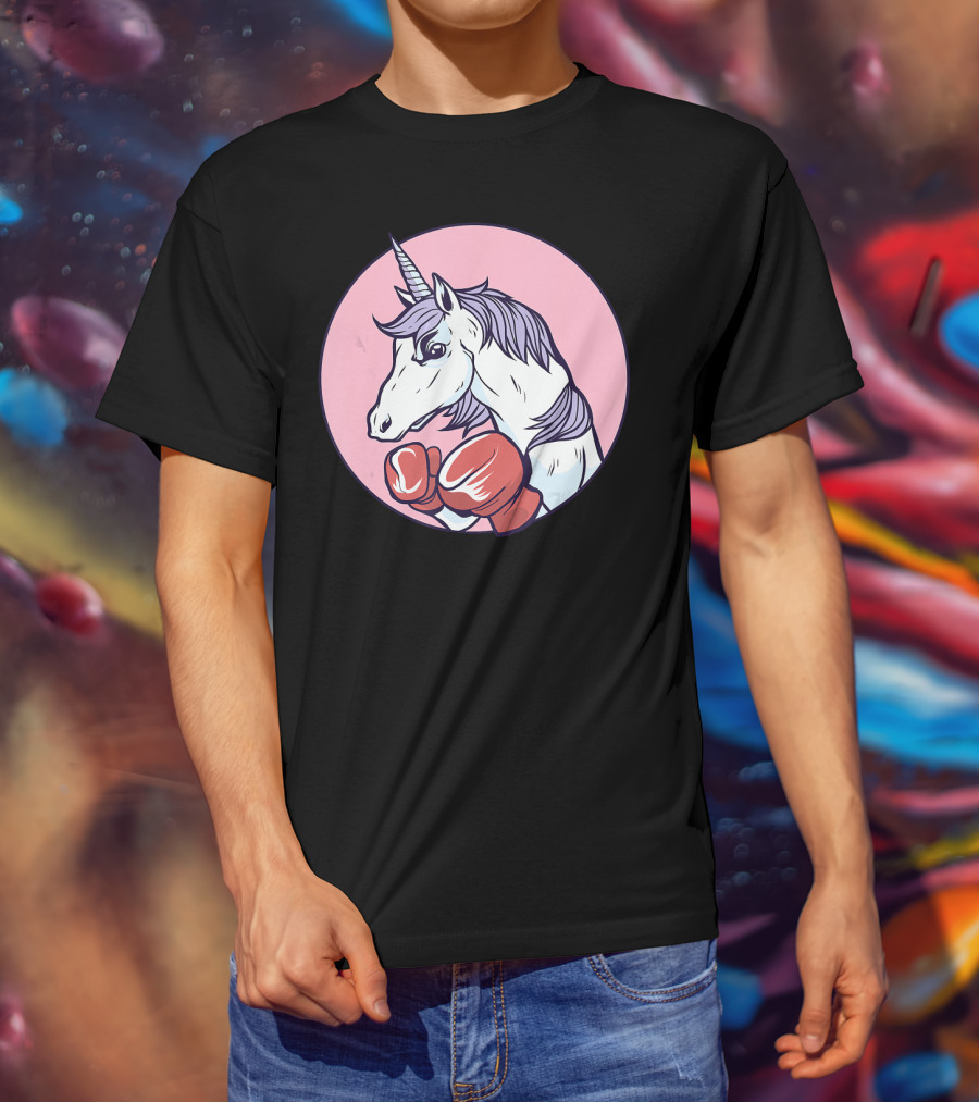 Unicorn Boxing Punchin' Power With Gloves T-Shirt