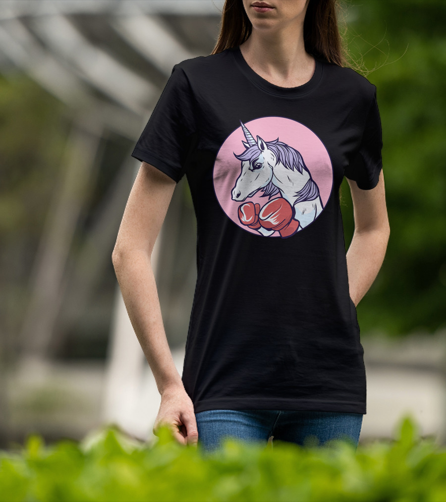 Unicorn Boxing Punchin' Power With Gloves T-Shirt