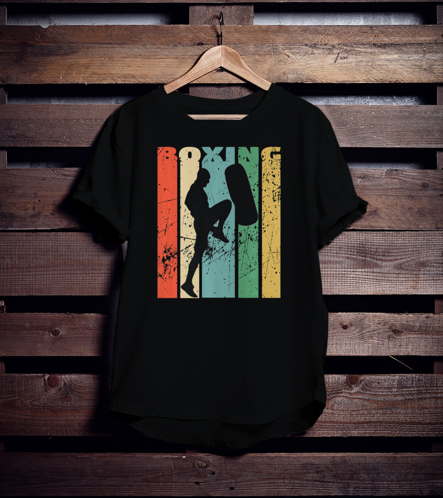 Boxing Vintage Distressed Silhouette Training With Punching Bag T-Shirt