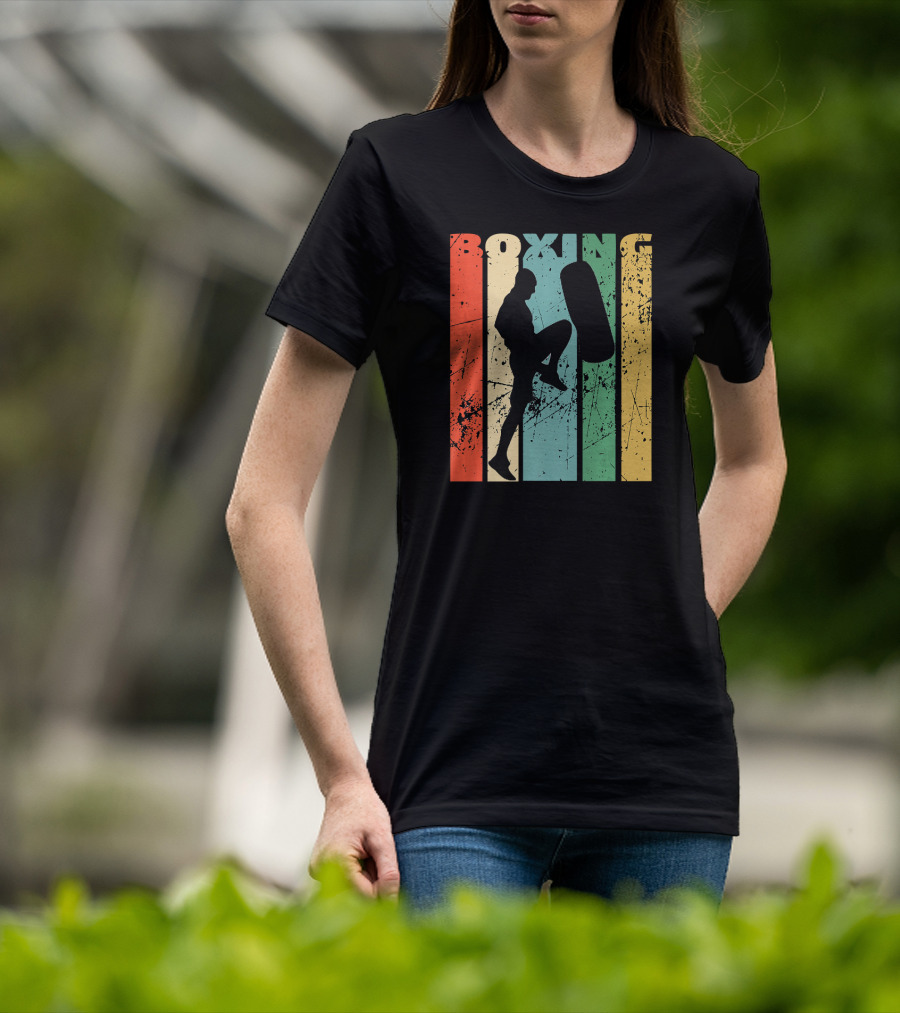 Boxing Vintage Distressed Silhouette Training With Punching Bag T-Shirt