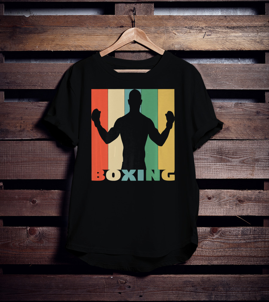 Boxing Vintage Style Silhouette On T-Shirt
