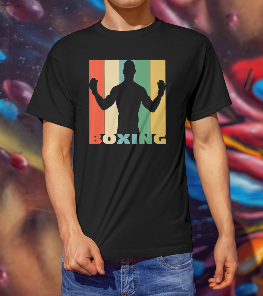 Boxing Vintage Style Silhouette On T-Shirt