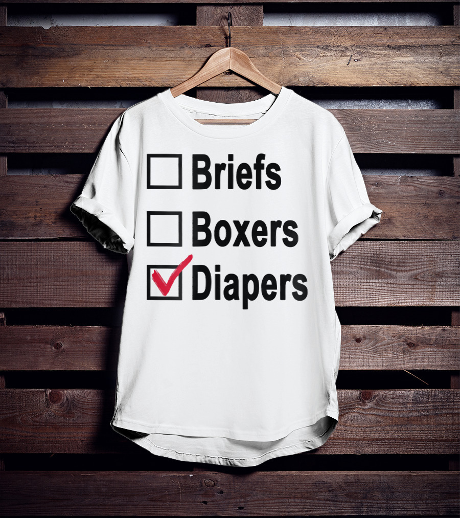 Briefs Boxers Diapers Checkmark ABDL Adult Baby T-Shirt