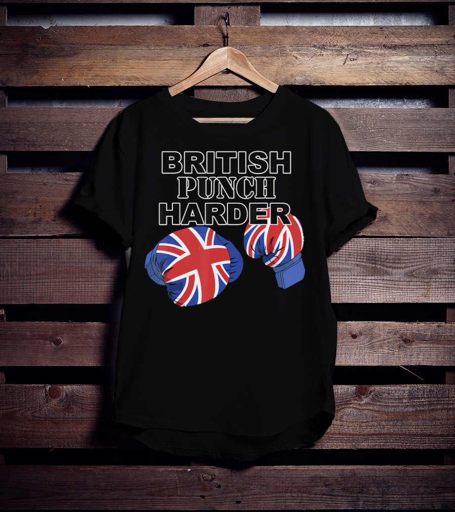 BRITISH PUNCH HARDER British Flag Boxing Gloves T-Shirt