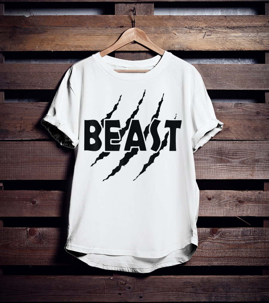 C523 BEAST Gym Workout Fitness MMA Scratch Marks T-Shirt
