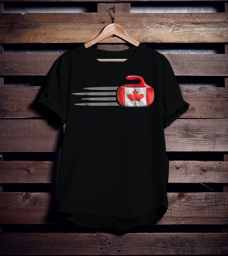 Canadian Flag Curling Stone With Maple Leaf T-Shirt
