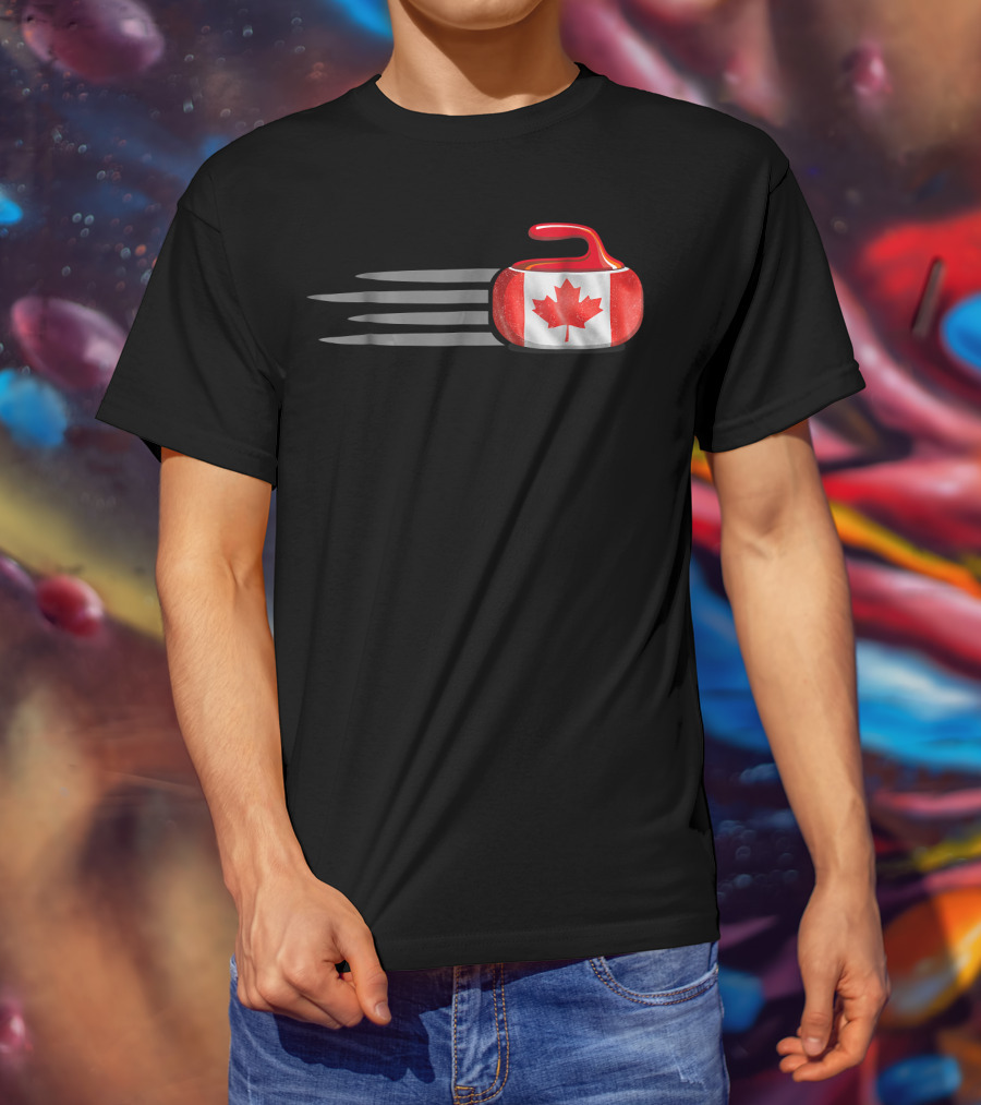 Canadian Flag Curling Stone With Maple Leaf T-Shirt