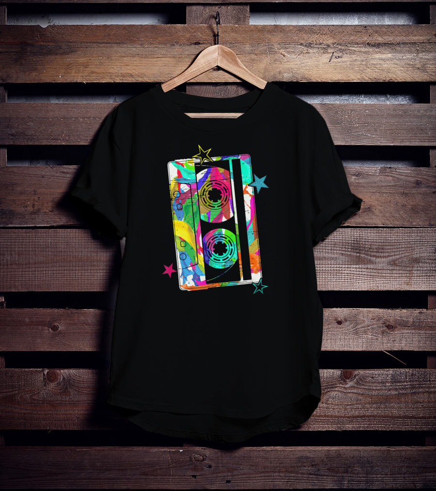 Colorful Cassette Tape Costume Vintage Music Stars T-Shirt