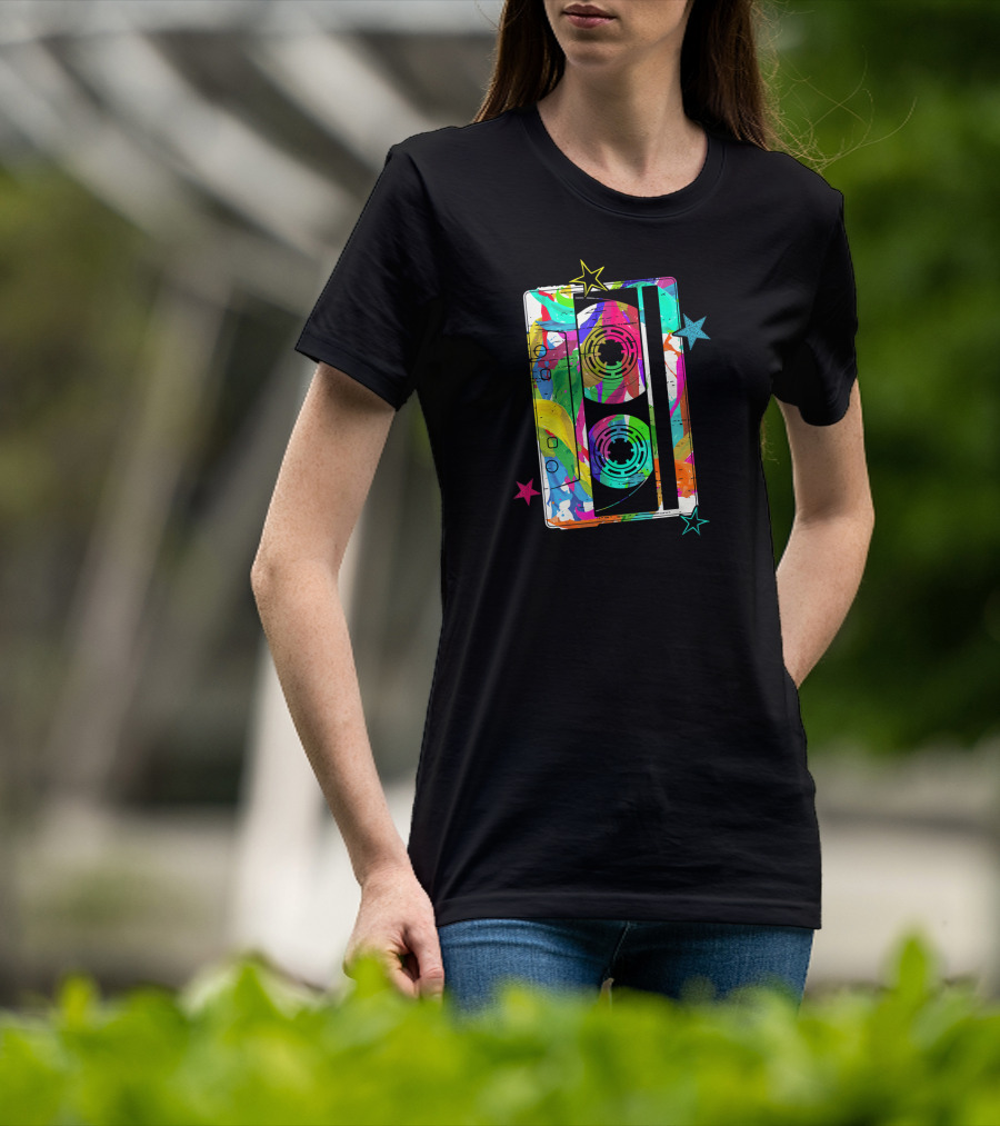 Colorful Cassette Tape Costume Vintage Music Stars T-Shirt