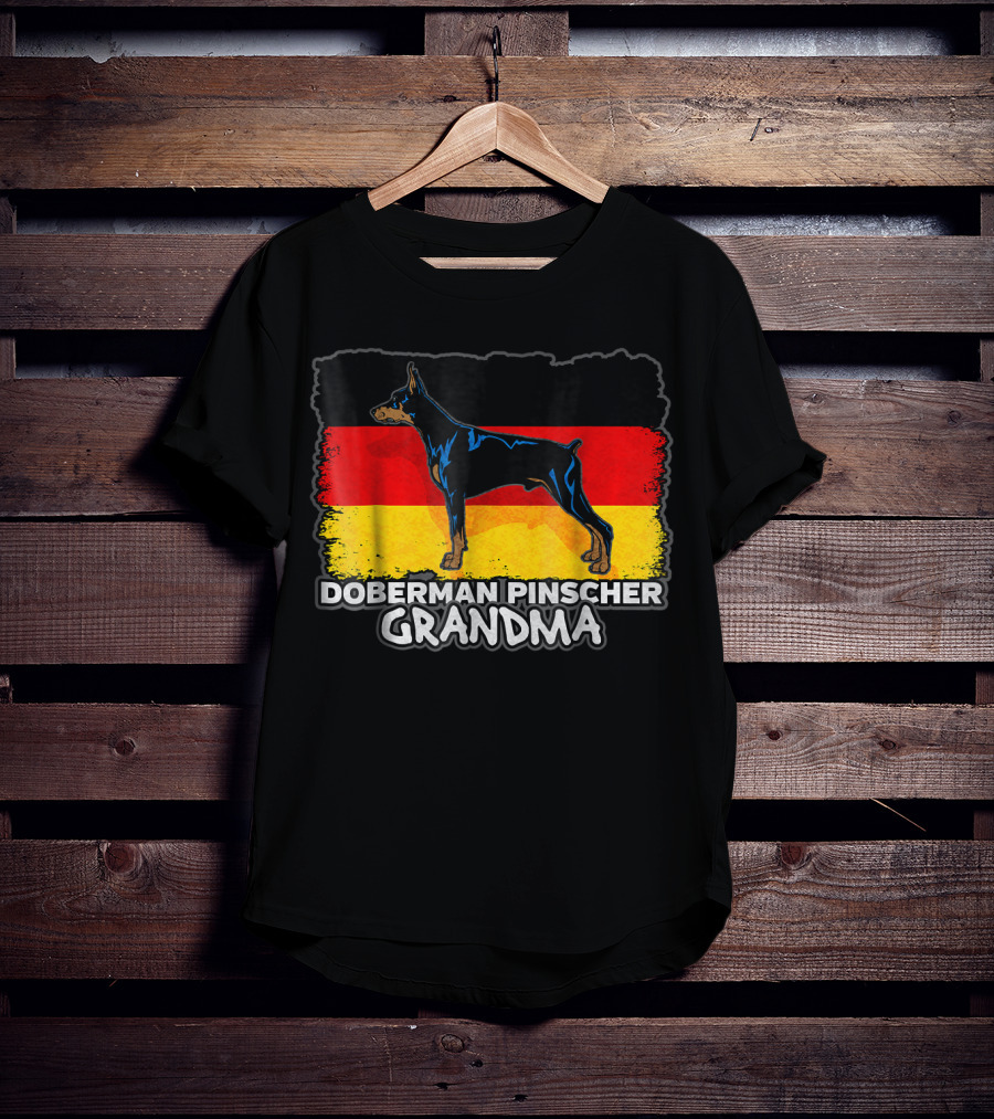 Doberman Pinscher Grandma With German Flag Background T-Shirt